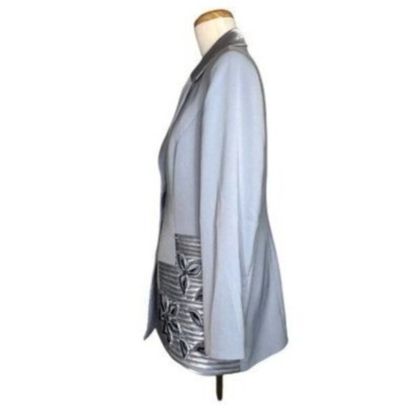 LOUISE RICCI Vintage Embellished Formal Jacket And Top Suit Set Sz 14 Light Blue - Picture 6 of 12
